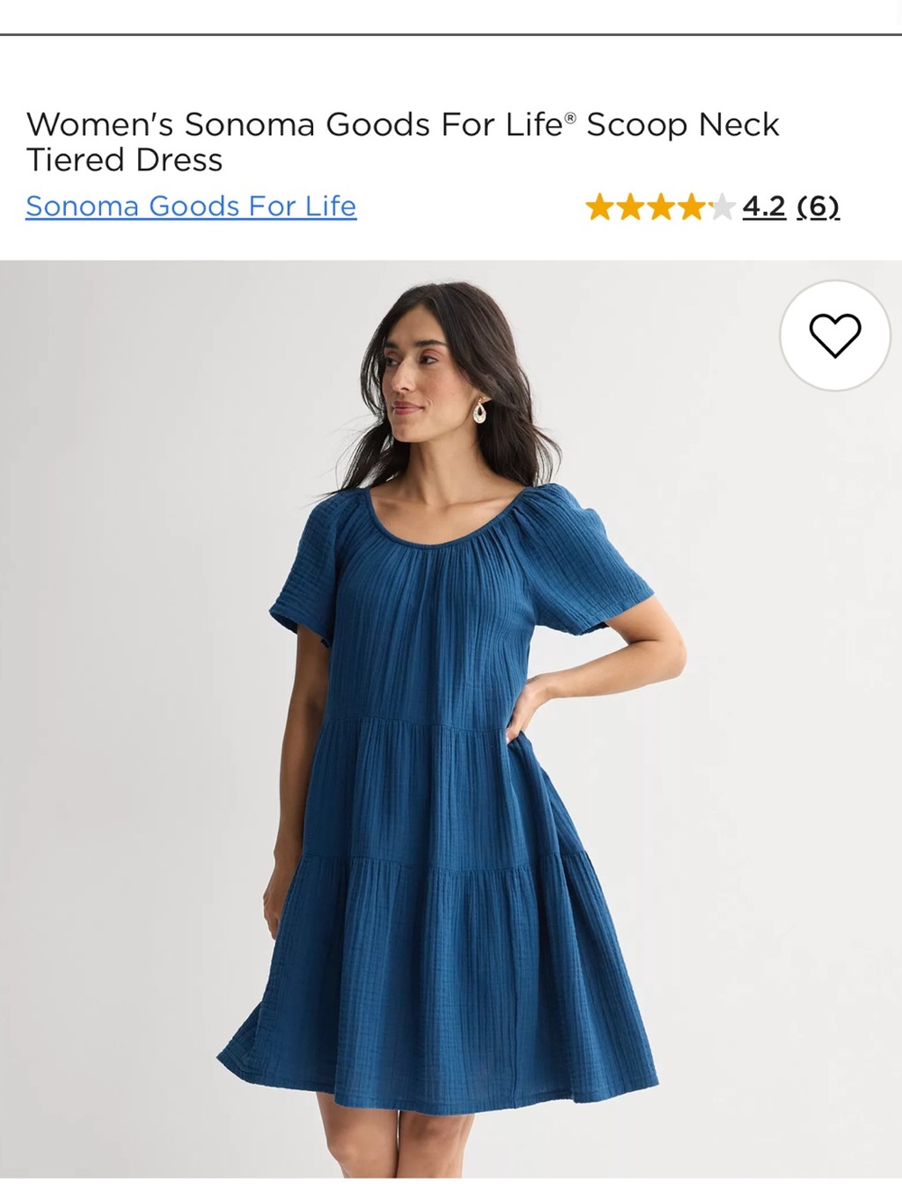 Sonoma Navy Scoop-Neck Tiered Mini Dress